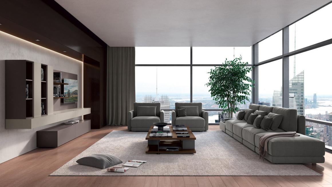 Febal Casa Sistema Giorno Quarantacinque mobile grigio living elegante 152 153